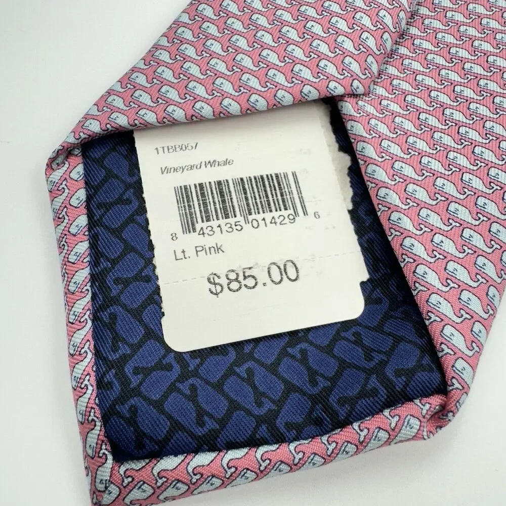 Vineyard Vines Shep & Ian Men's Silk Necktie Micro Whales Print Pink 63